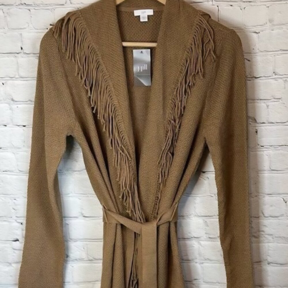 J. Jill Women’s Camel Brown Cardigan with Fringe size Medium NWT